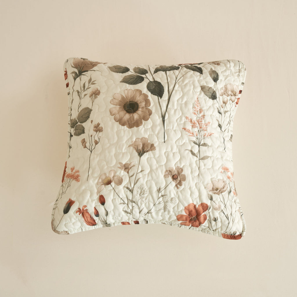 DaDalogy Enchanted Meadow Bed in a bag Set - Victoria Garden Delicate Floral Symphony in Beige, Rose, and Soft Green, Luxuriously Soft Quilted Set