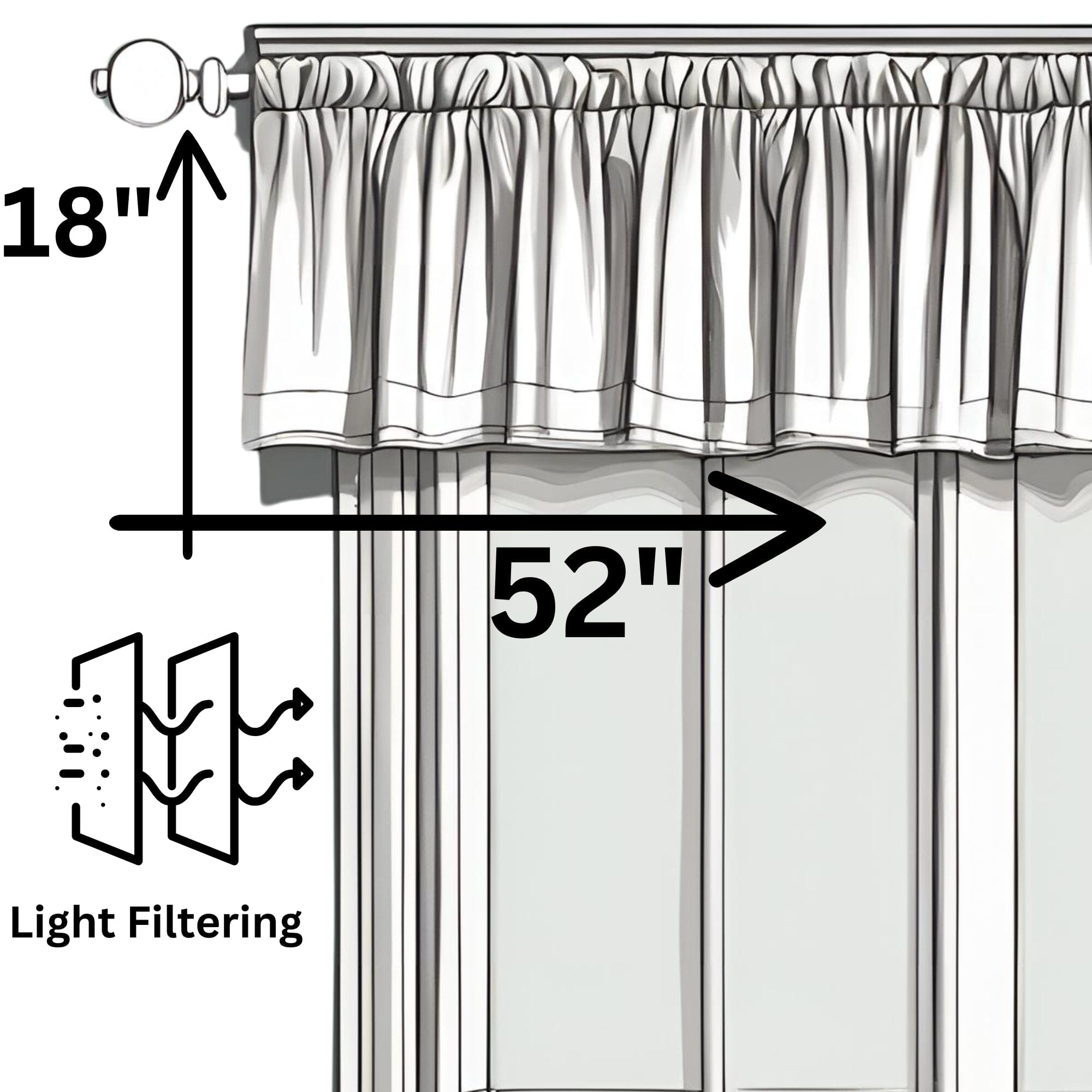 DaDa Bedding Ivory Blue Elegance Mini Medallions Floral Window Curtain Valance - 18" x 52" (JHW-660)