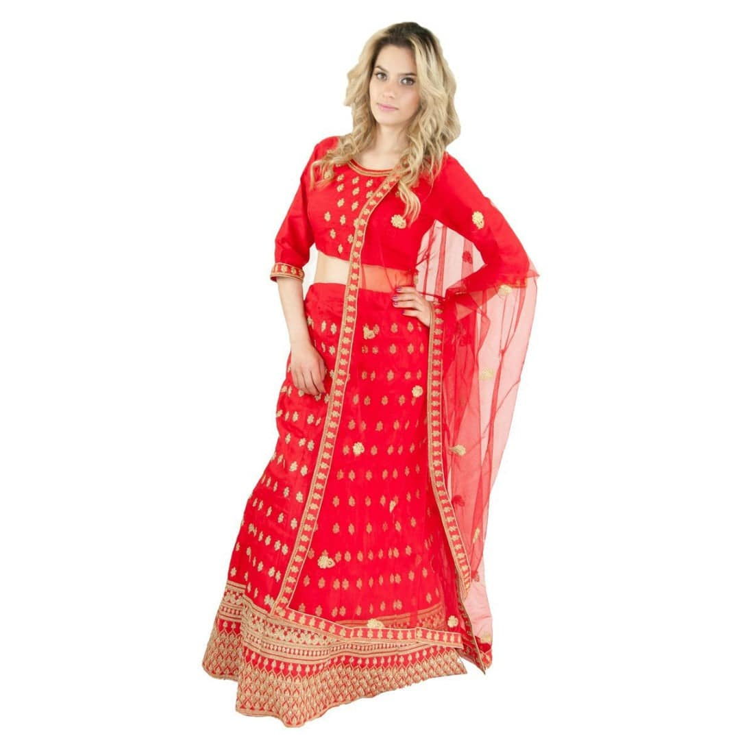Traditional Silk Lehenga with long sleeves choli