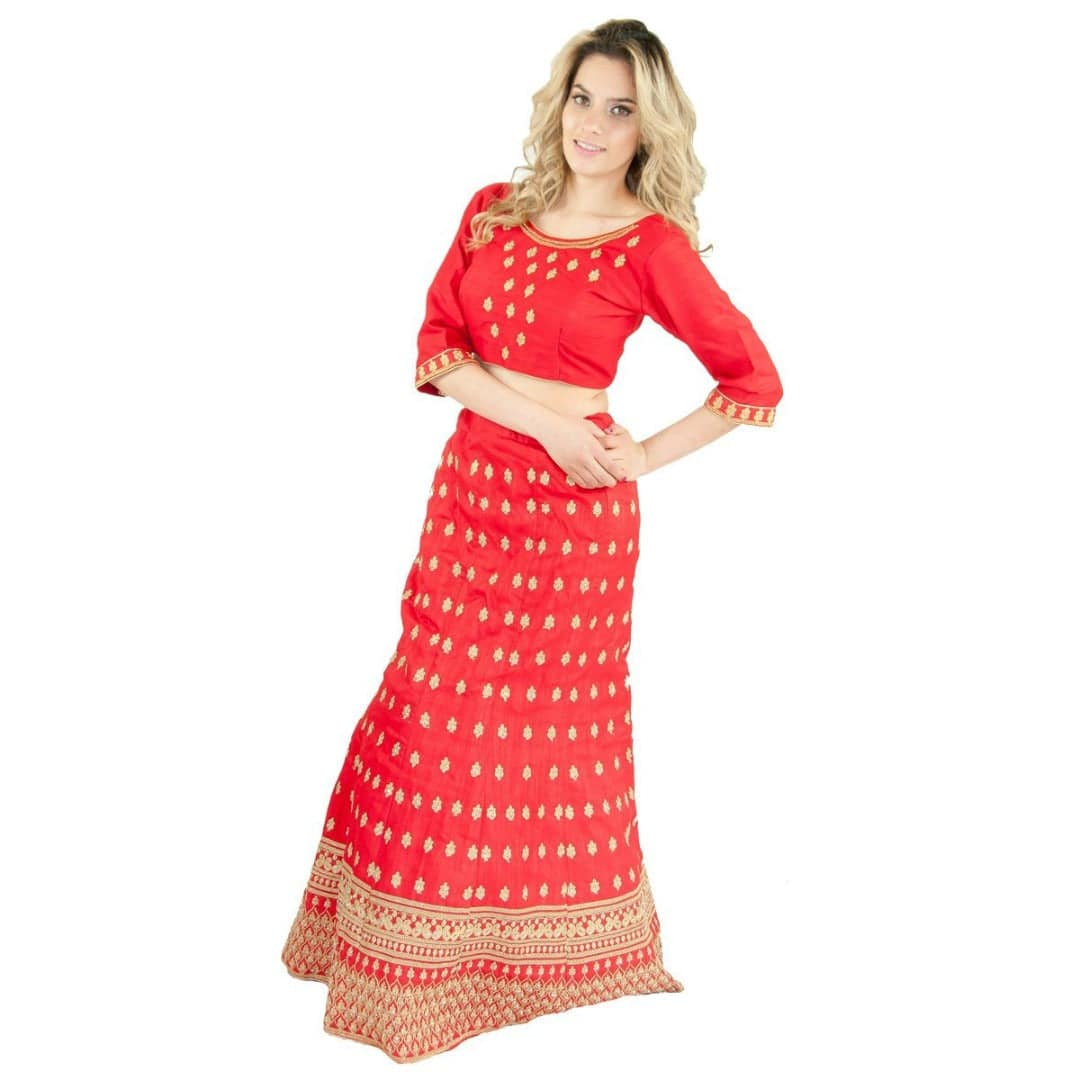 Traditional Silk Lehenga with long sleeves choli