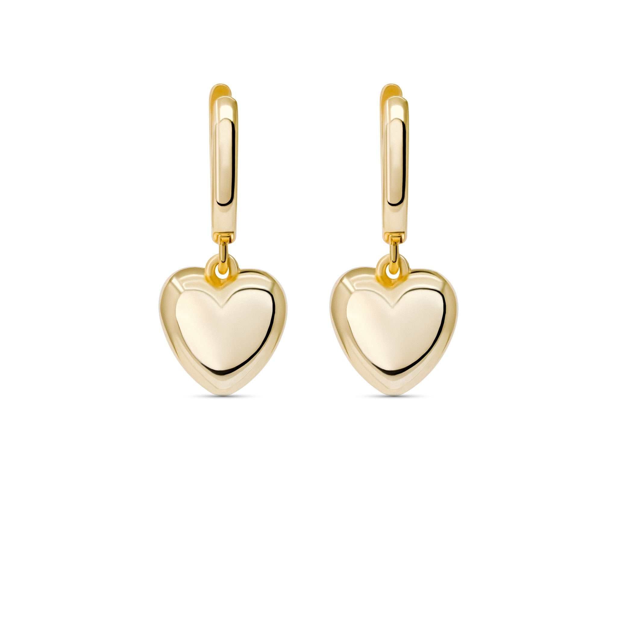 Puffed Heart Drop Earrings