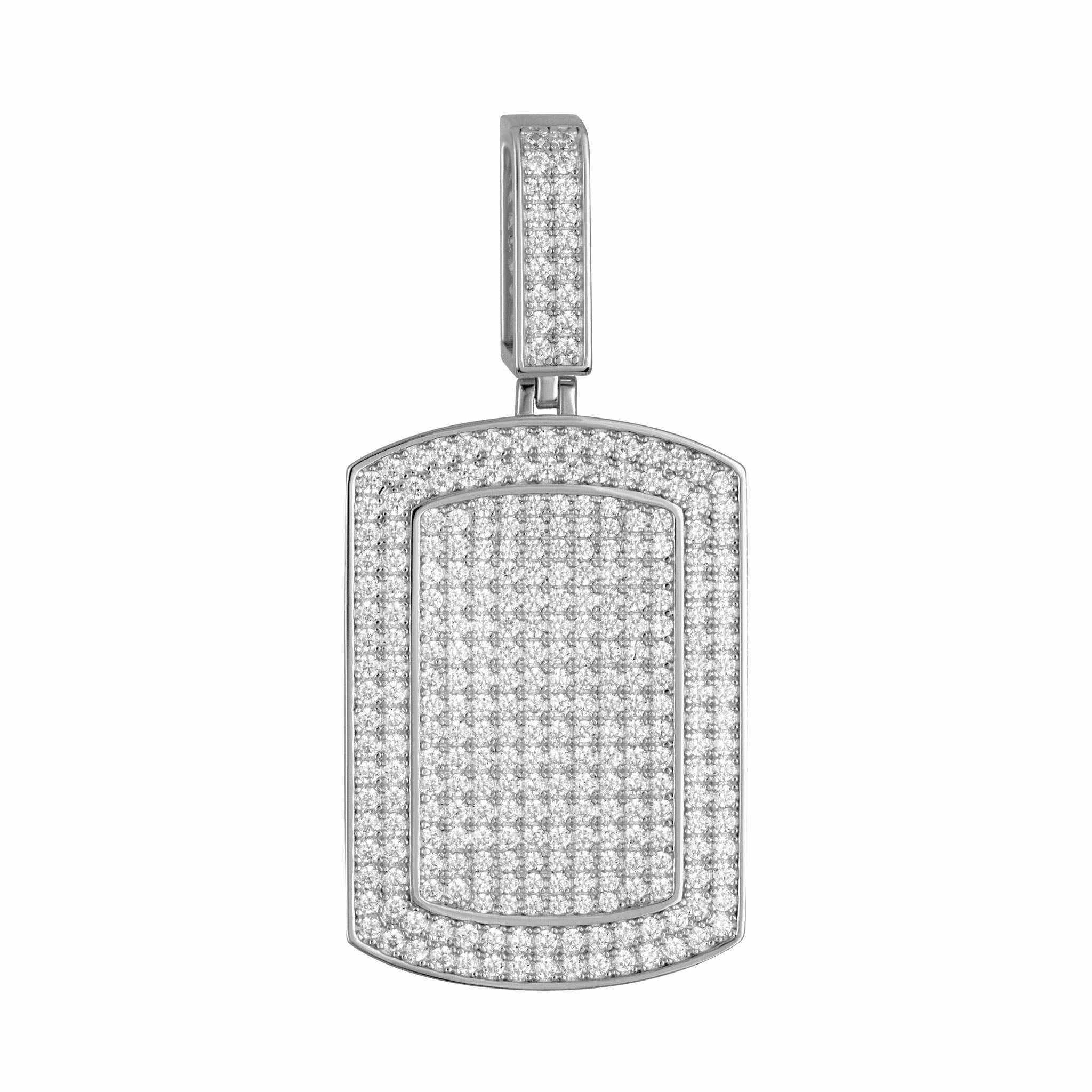 Dog Tag Pendant Hip Hop 925 Sterling Silver