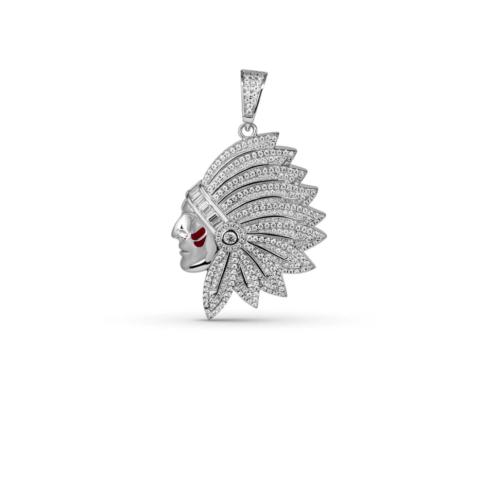 Native American Indian Chef Moissanite Pendant 925 Sterling Silver