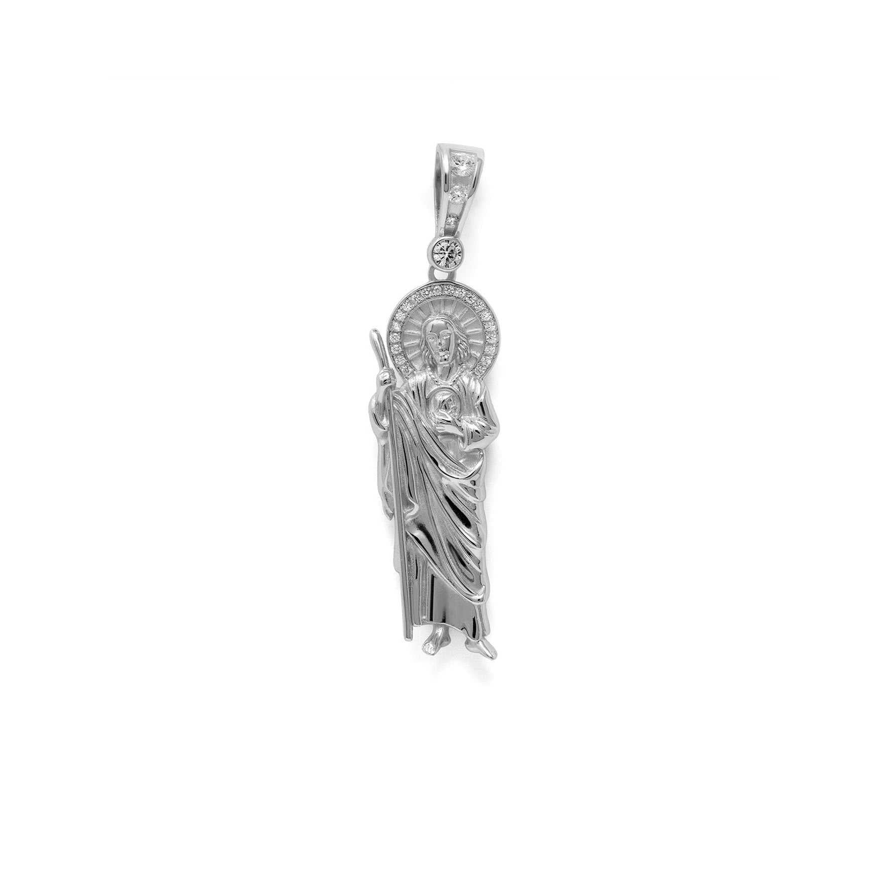 San Judas Tadeo Pendant - Solid 925 Sterling Silver/14K Gold