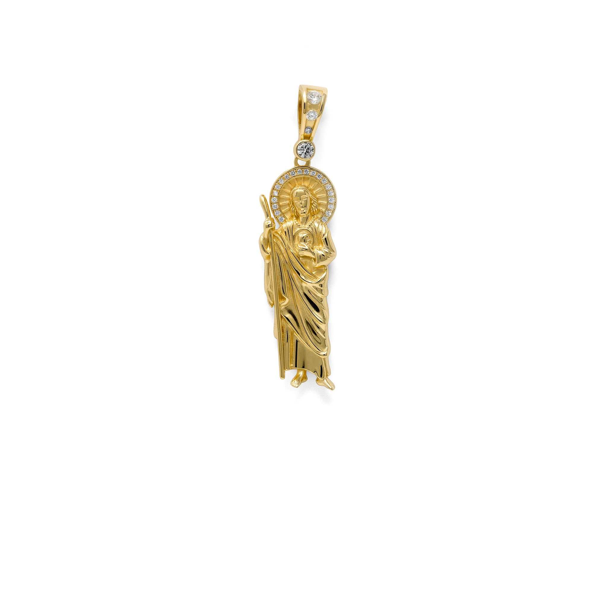 San Judas Tadeo Pendant - Solid 925 Sterling Silver/14K Gold