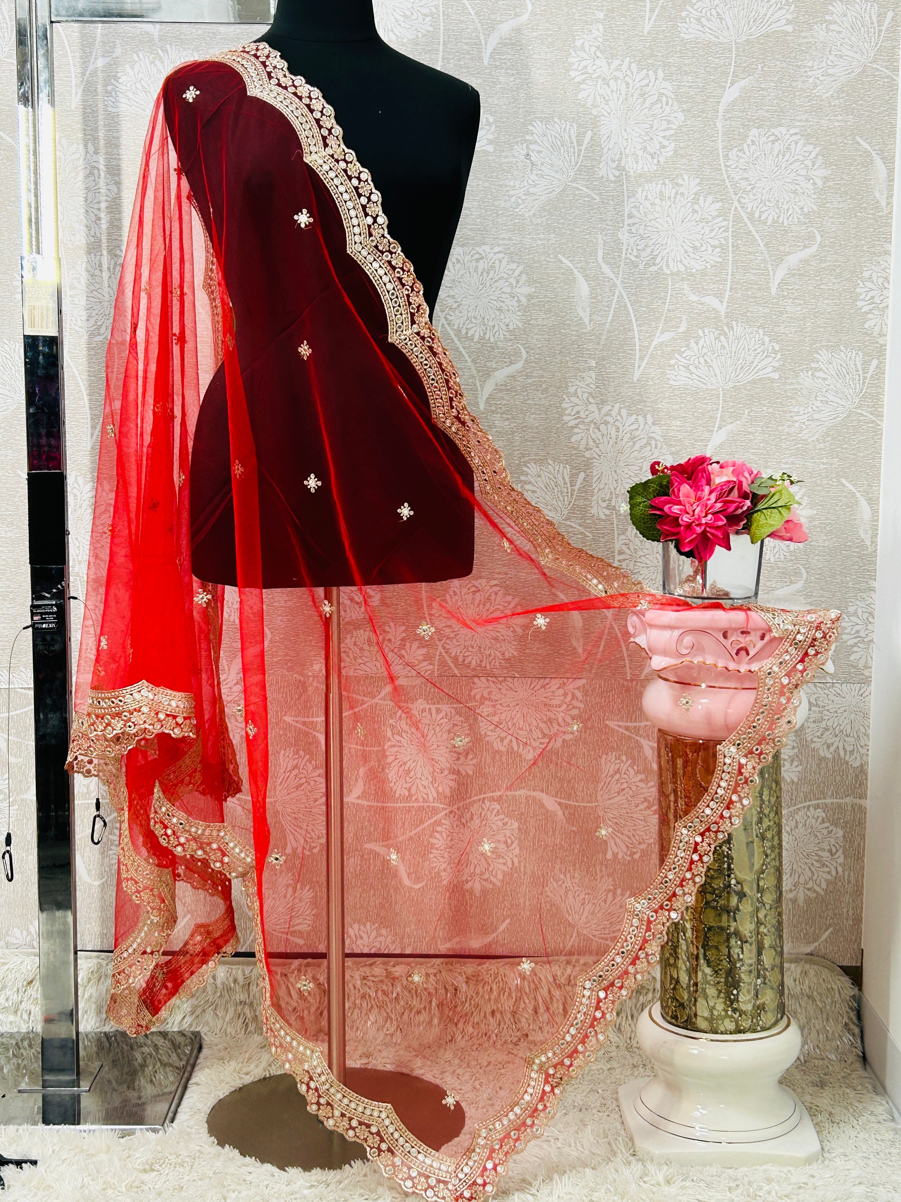 Heavy mirror work dupatta