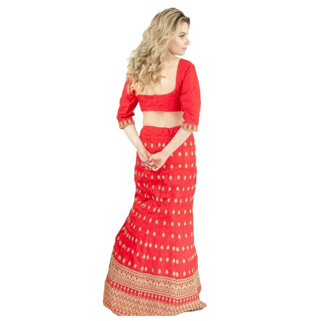 Traditional Silk Lehenga with long sleeves choli