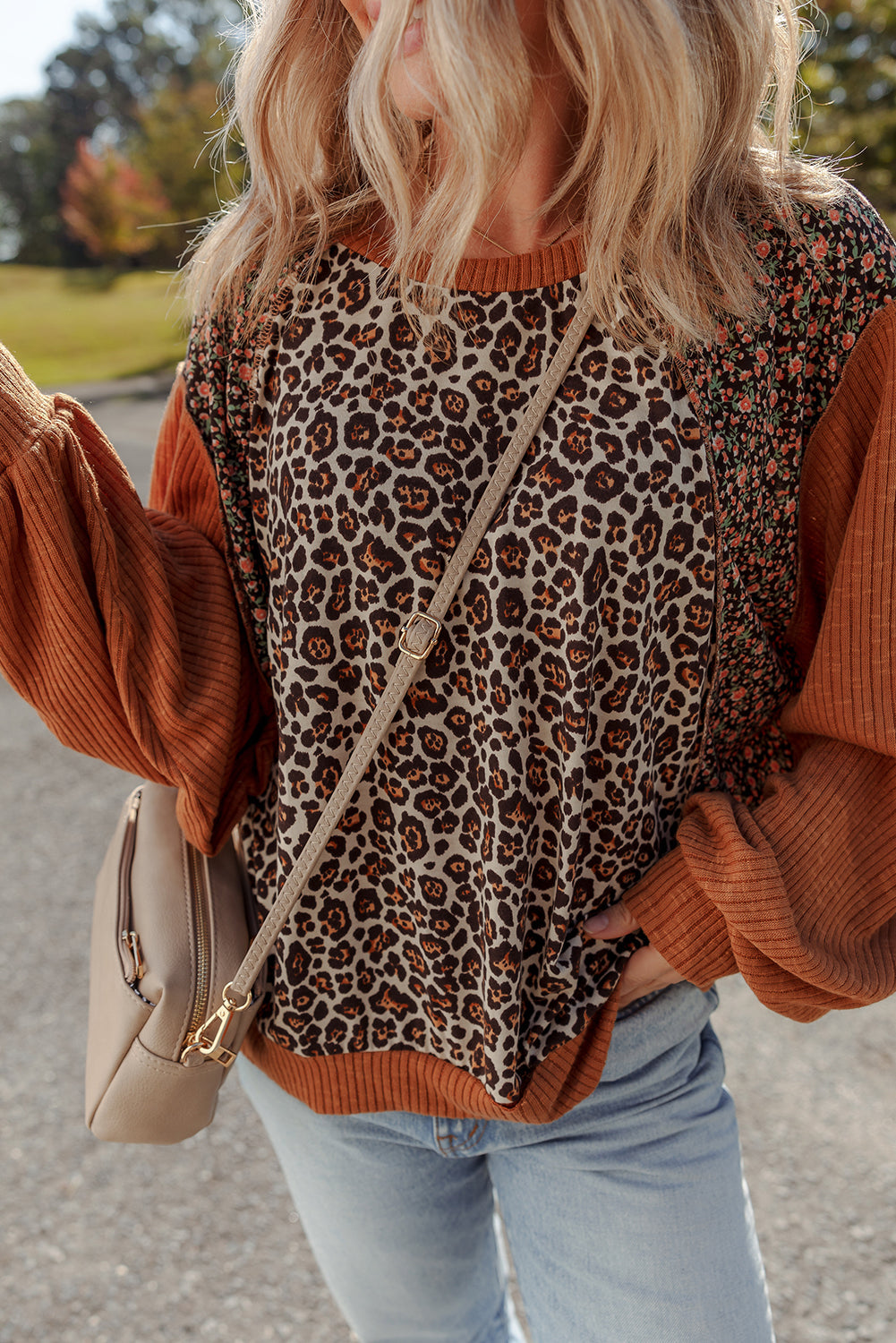 Natalie Leopard & Floral Patchwork Loose Top