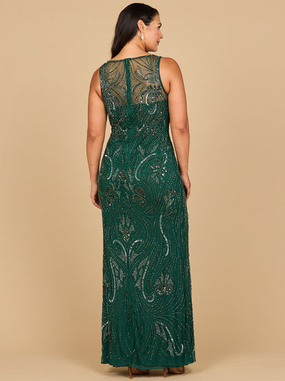 Beaded High Neckline Gown