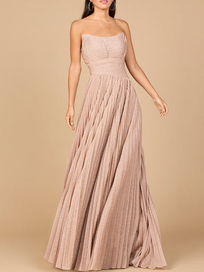 Flowing Pleated, Strapless Dress