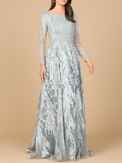 Long Sleeve, Modest Beaded Gown