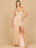 Lara 29004 - Fitted Beaded Gown with Spaghetti Straps