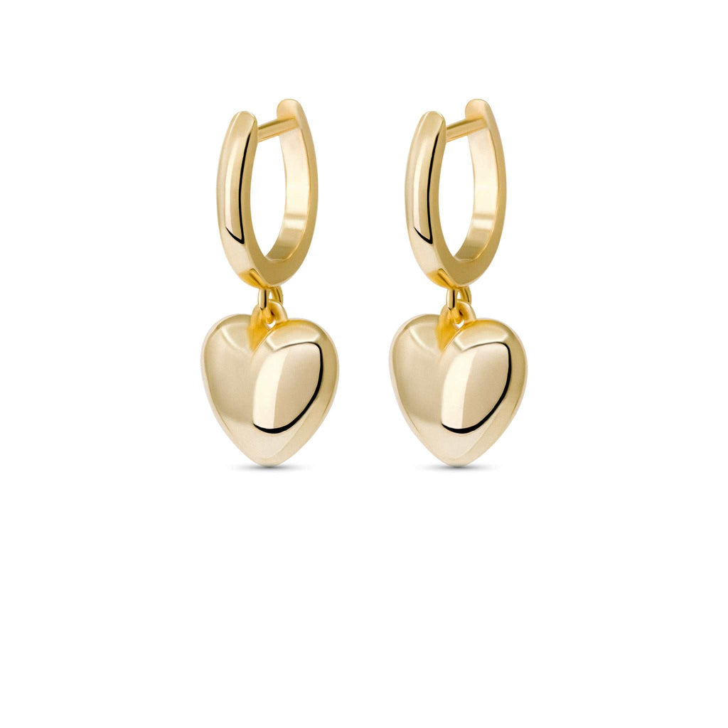 Puffed Heart Drop Earrings