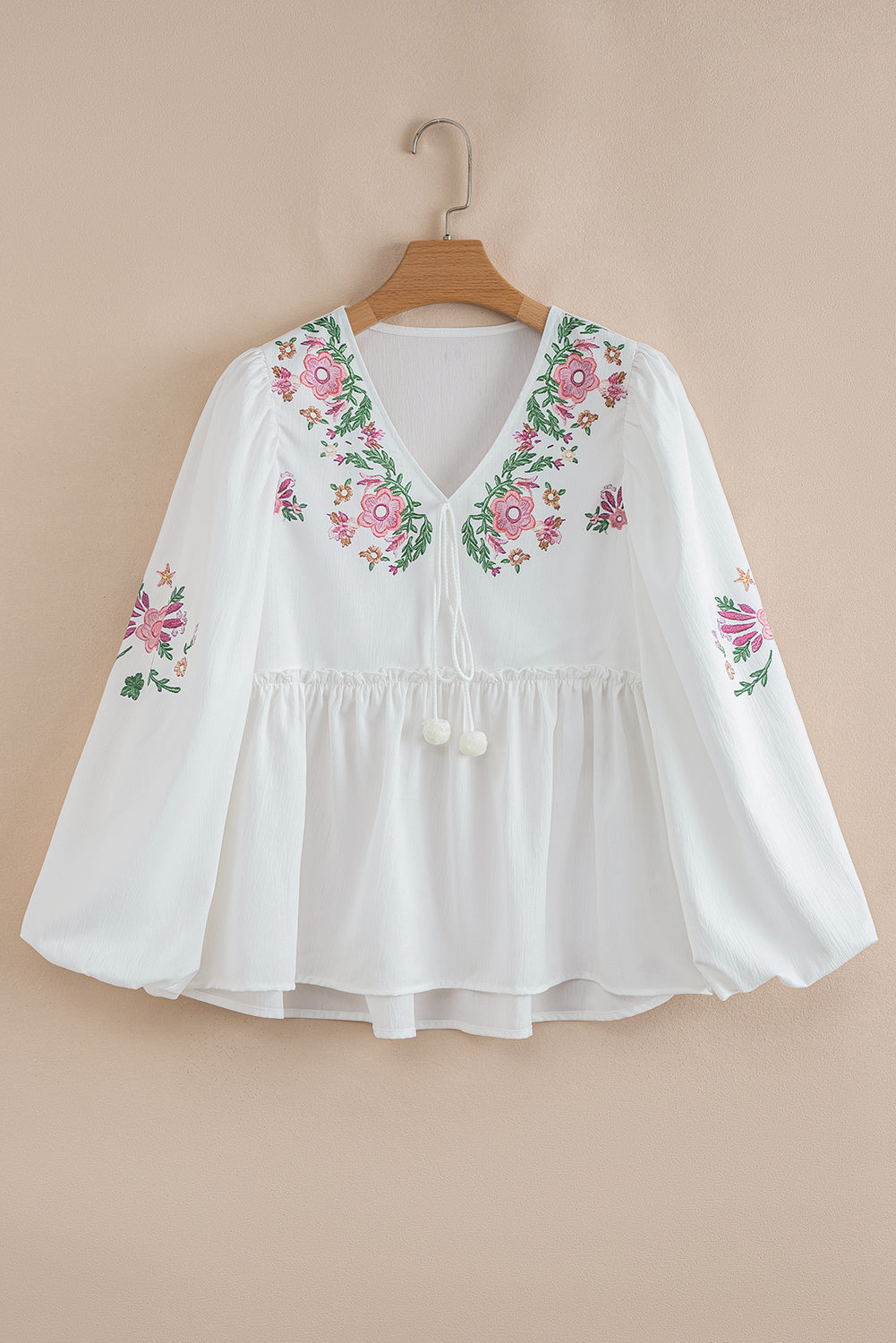 Skylar Flower Lace-up Babydoll Blouse