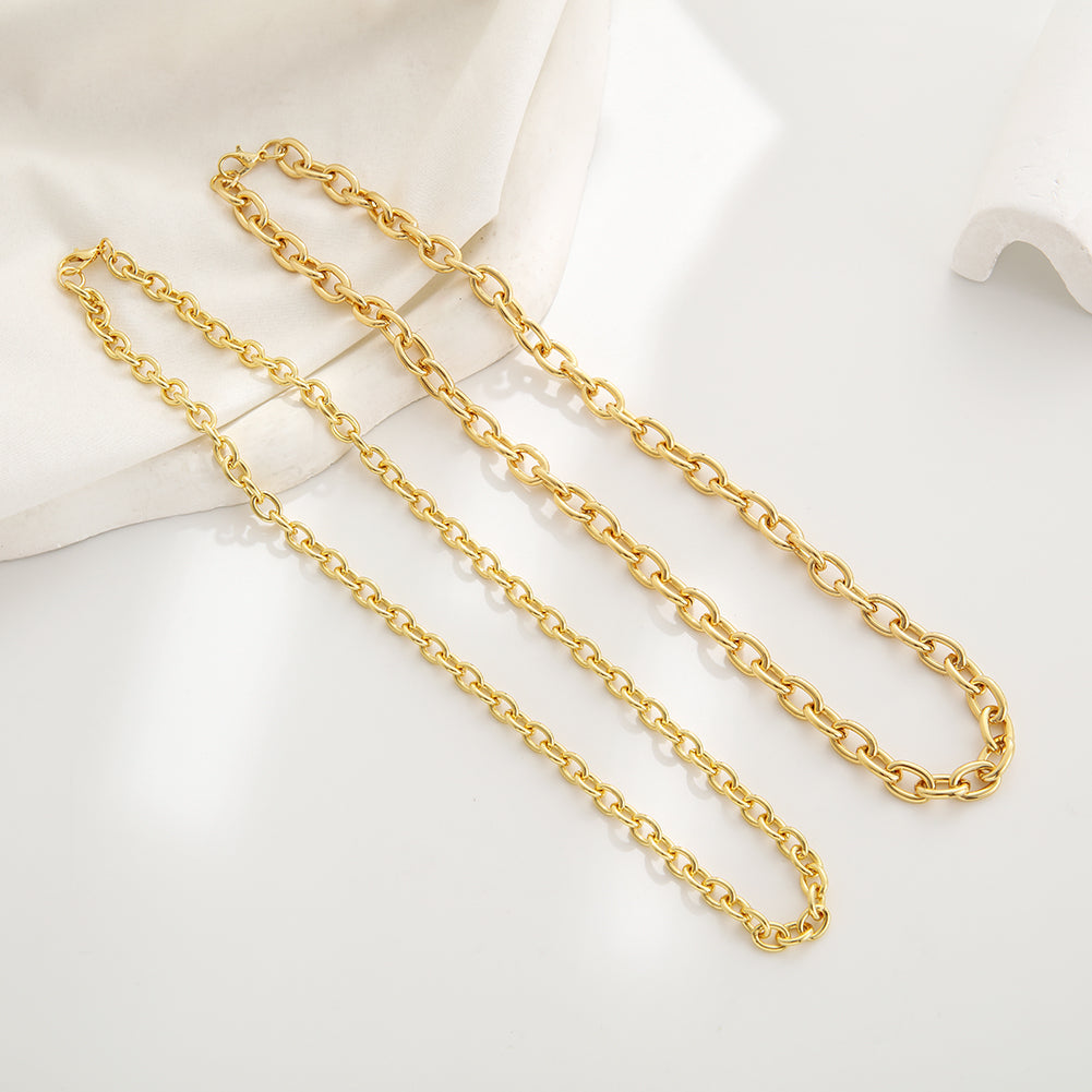 Charm Bar Necklaces - 18”, 24” 28” Cable Link 18k Gold Plated