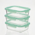 Glass Containers with Flexible Silicone Lids - Set of 3