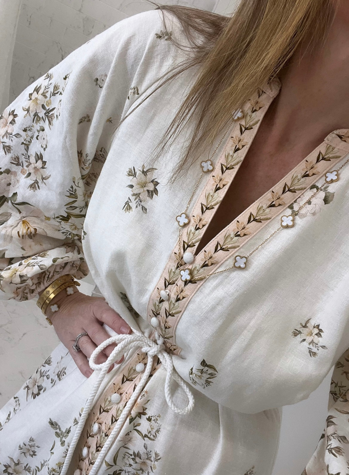 Long Pearl Shell Clover Necklace - Love. Luck. Hope & Faith