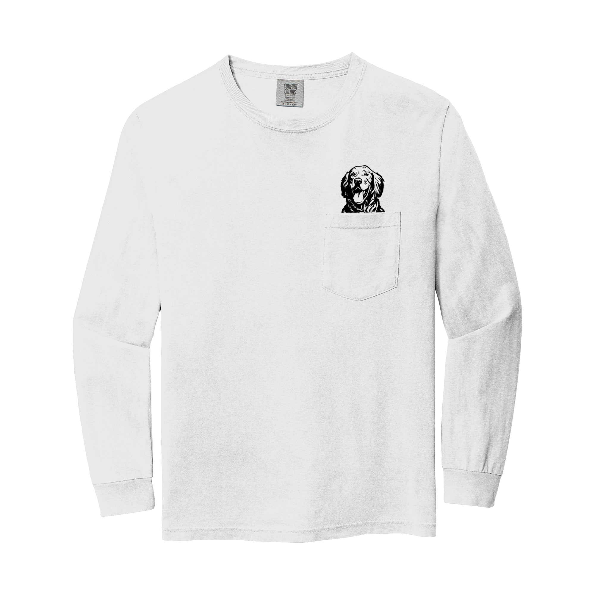 Comfort Colors Golden Retriever Dog Mom Pocket Long Sleeve Shirt
