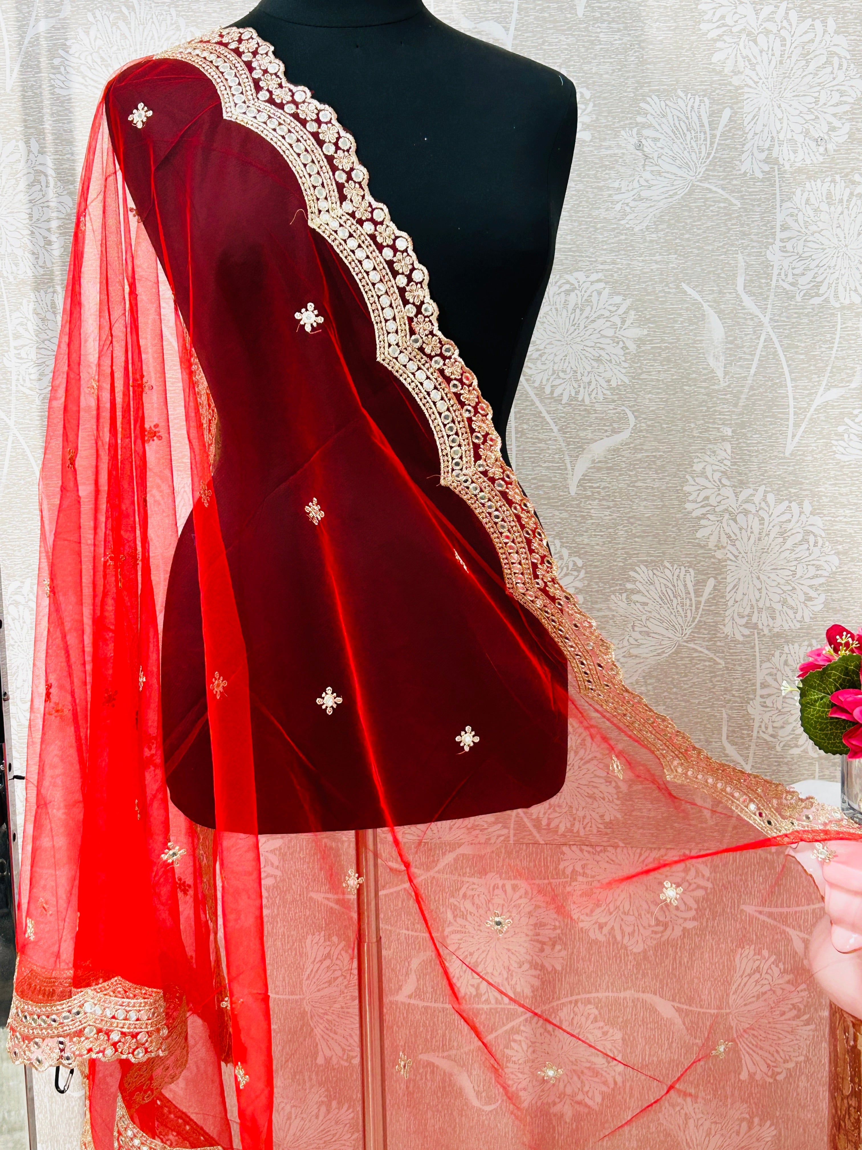 Heavy mirror work dupatta