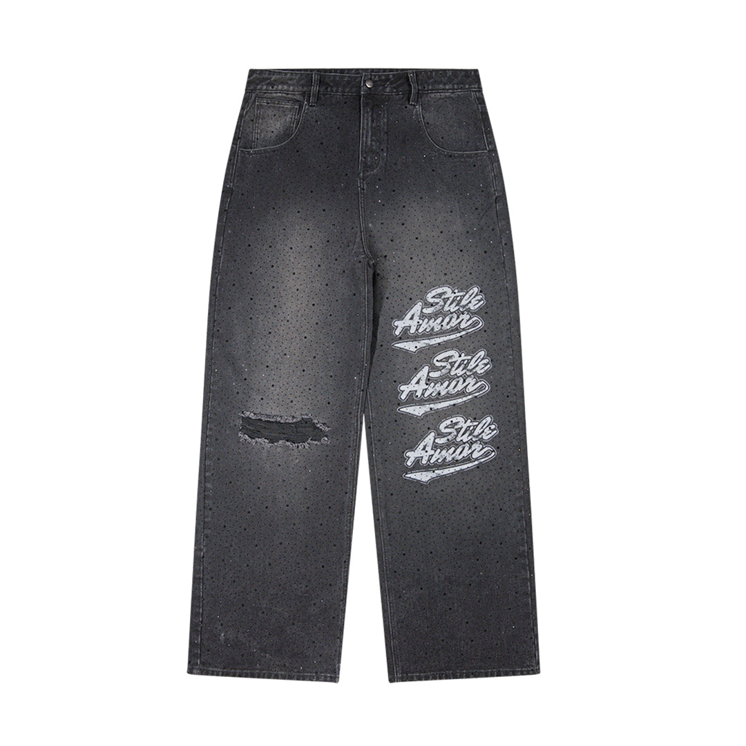 BLACK DIAMANTI BAGGY JEANS