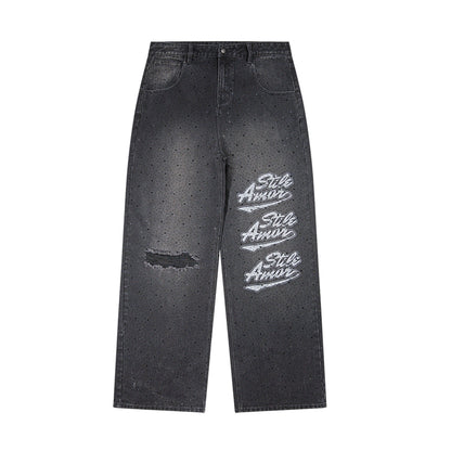 BLACK DIAMANTI BAGGY JEANS