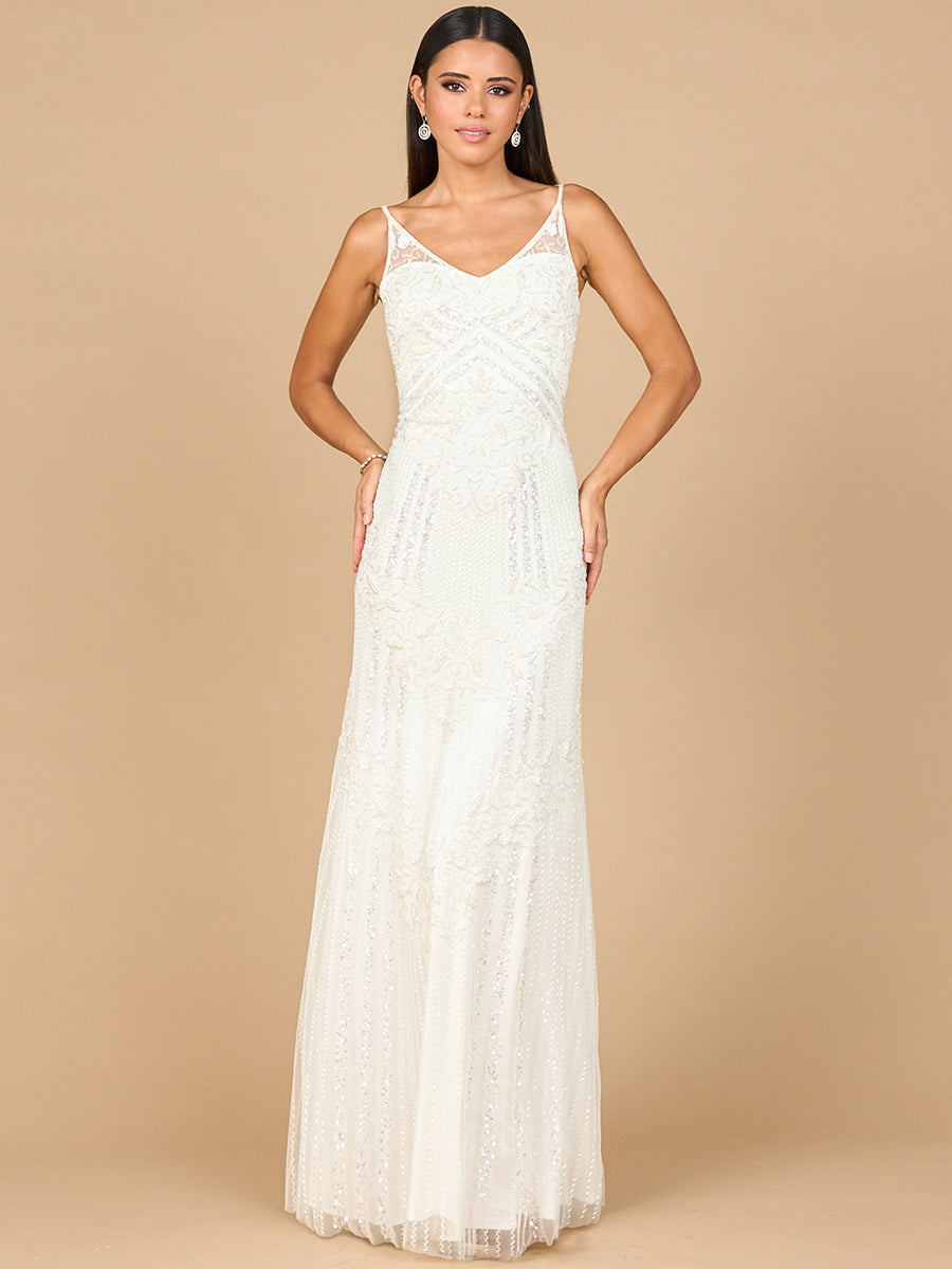 Beaded Gown with Cowl Back