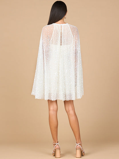 Beaded Bridal Cape Dress