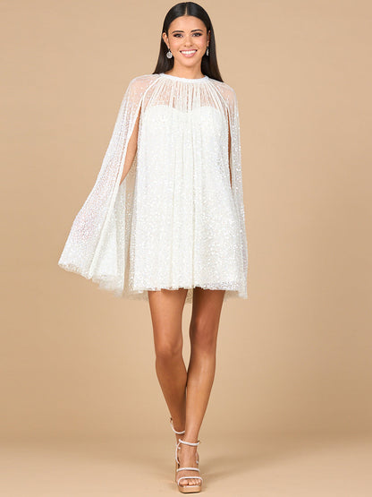 Beaded Bridal Cape Dress
