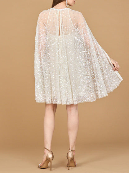 Beaded Bridal Cape Dress