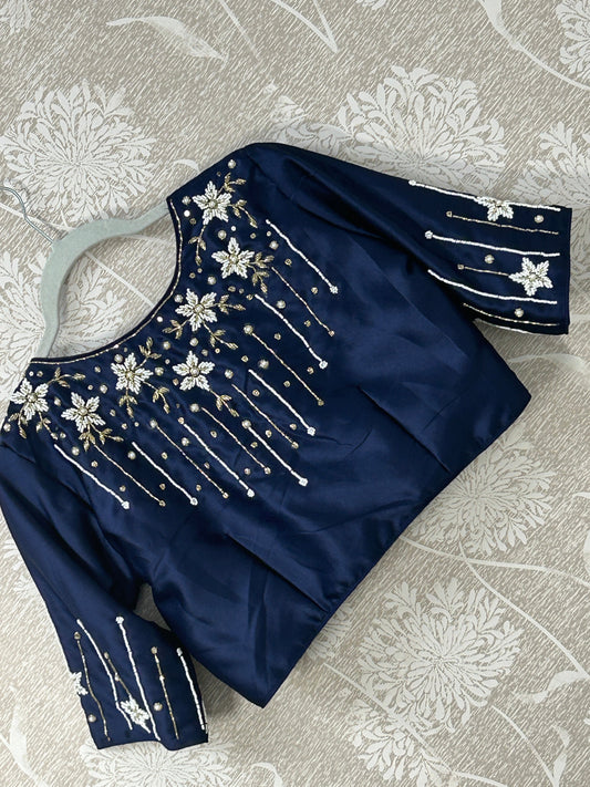 Hand work blouse : NAVY BLUE