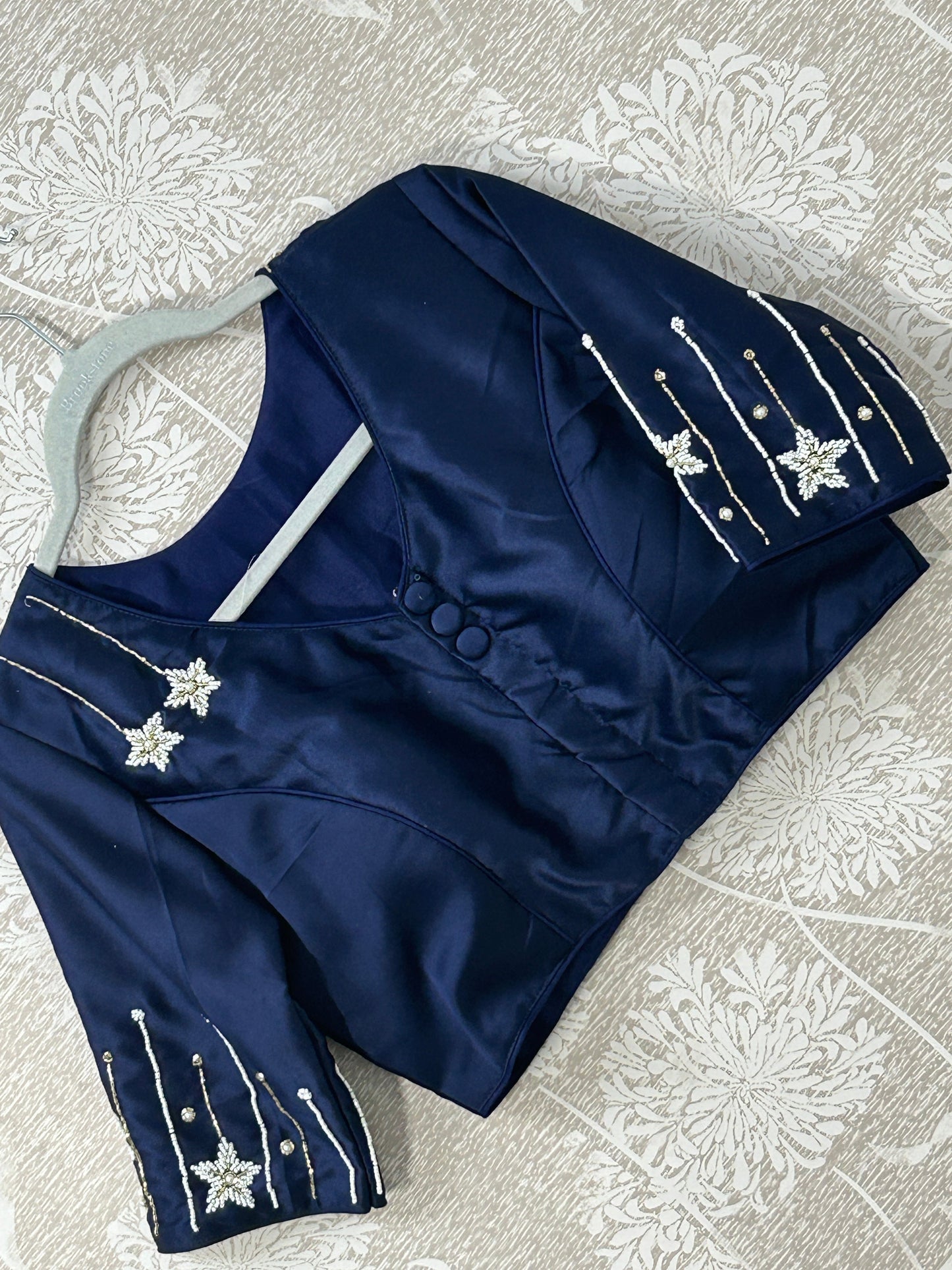 Hand work blouse : NAVY BLUE