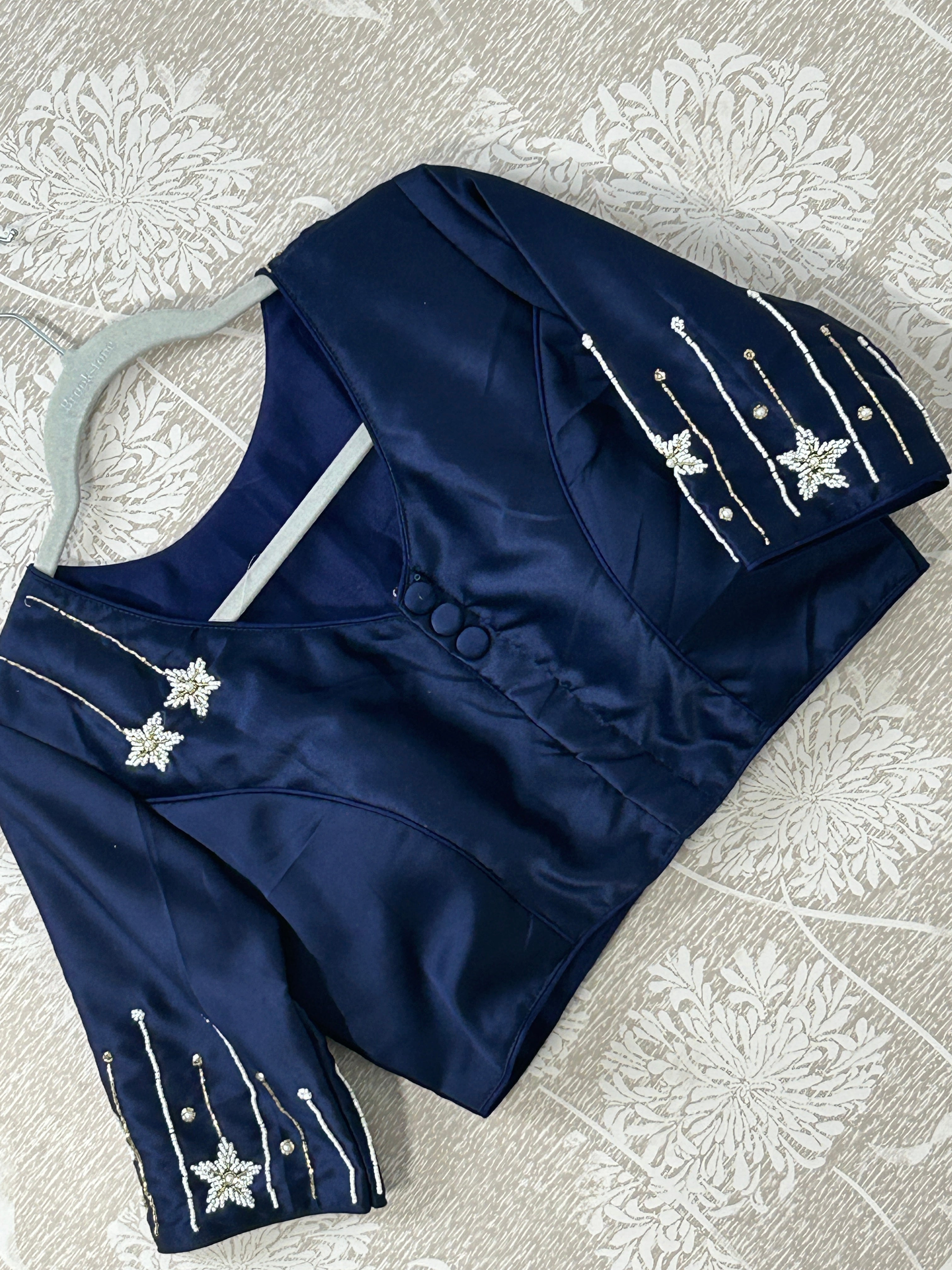 Hand work blouse : NAVY BLUE