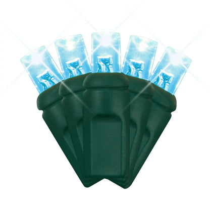 LED Mini Lights 5MM Aqua Twinkle Green Wire - 6" Spacing