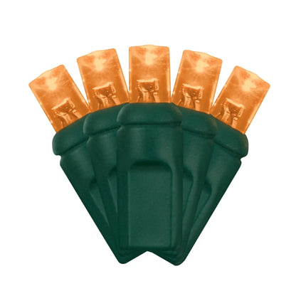 LED Mini Lights 5MM Orange Static Green Wire - 6" Spacing