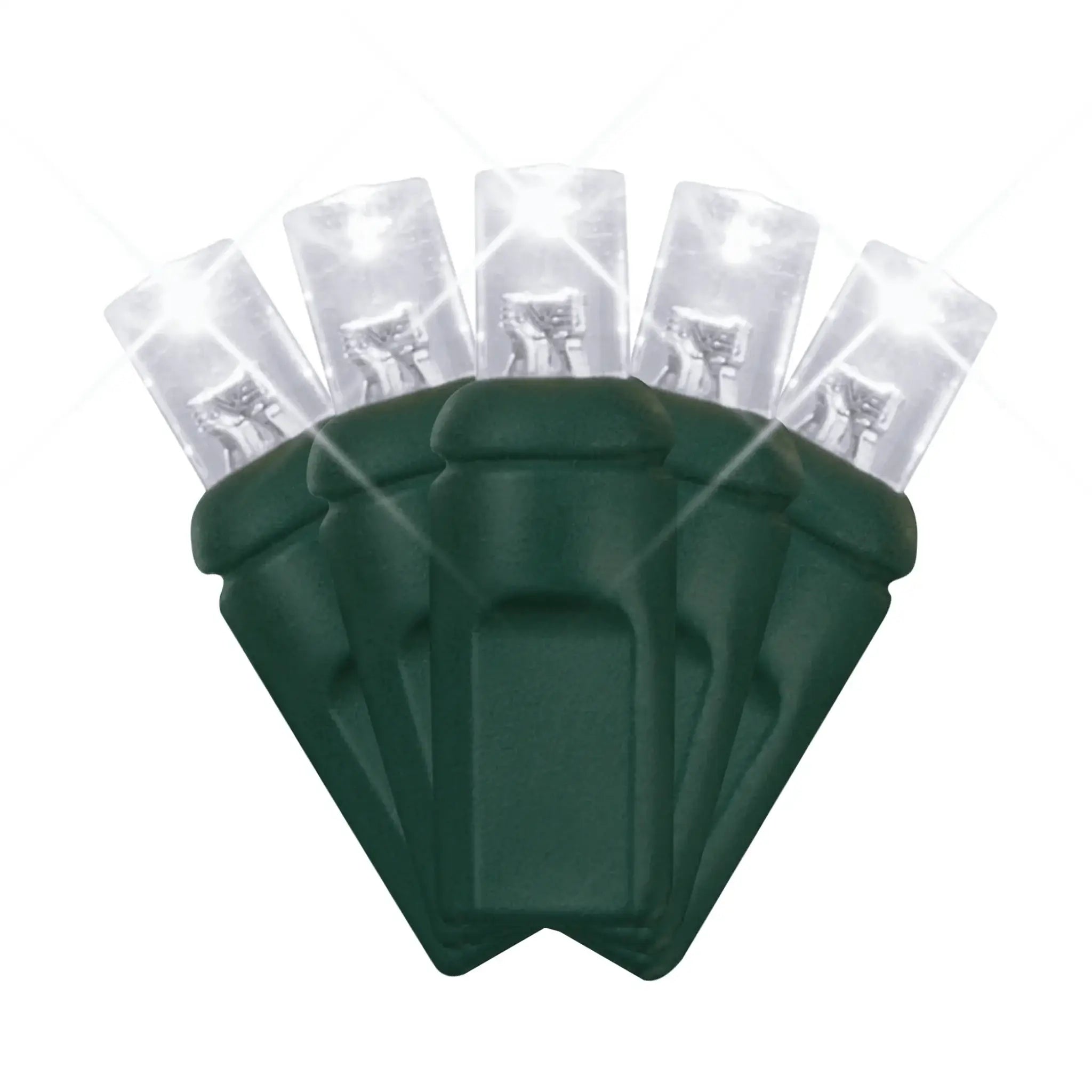 LED Mini Lights 5MM Cool White Twinkle Green Wire  6" Spacing