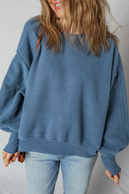 Kinsley Fleece Exposed Seam Casual Sweatshirt