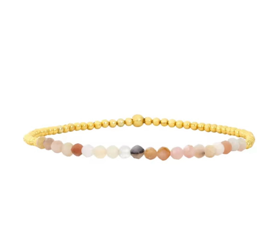 Gold Beaded Crystal Waterproof Non-Tarnish Bracelets