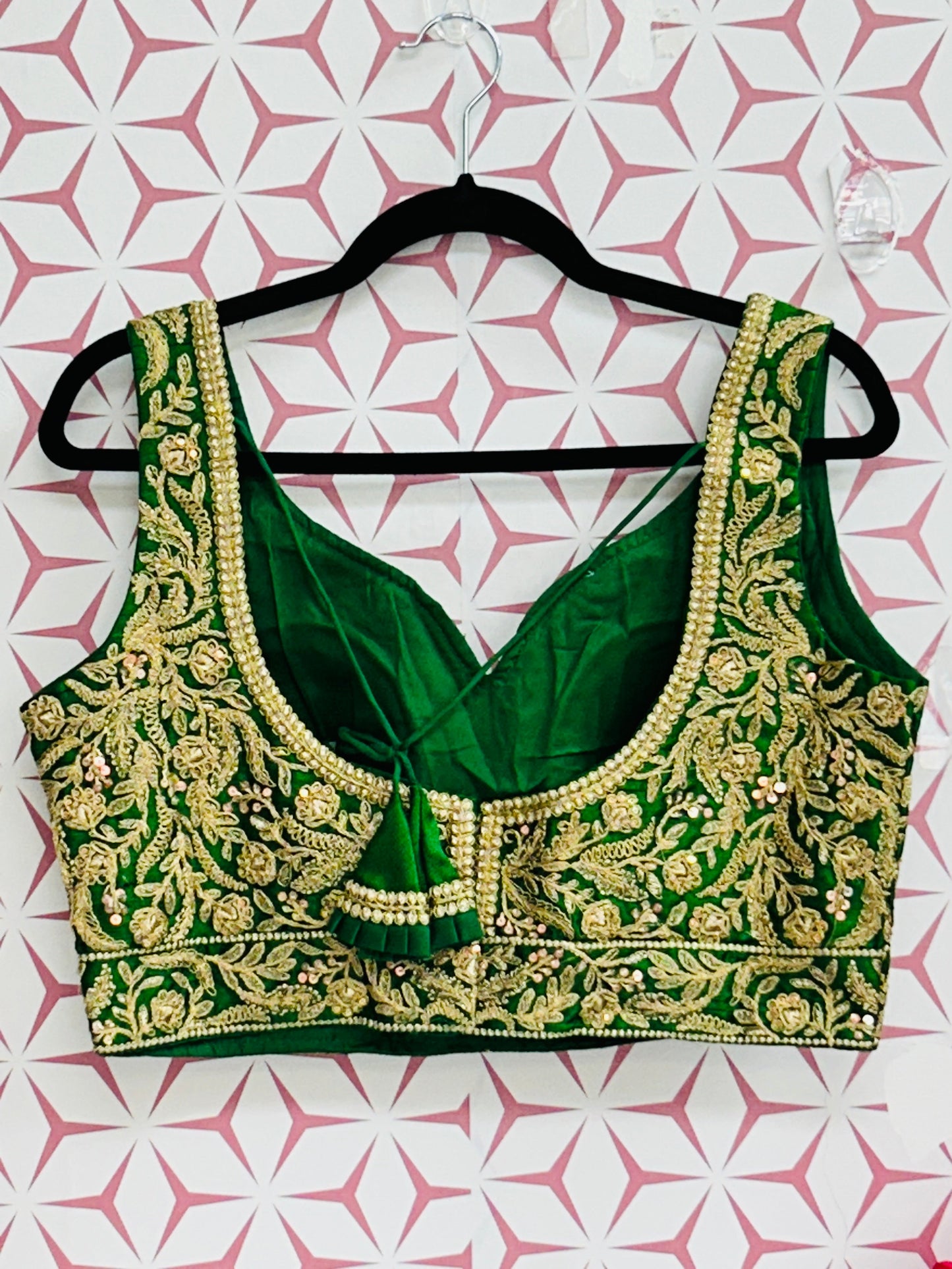 Green blouse with gold embroidery