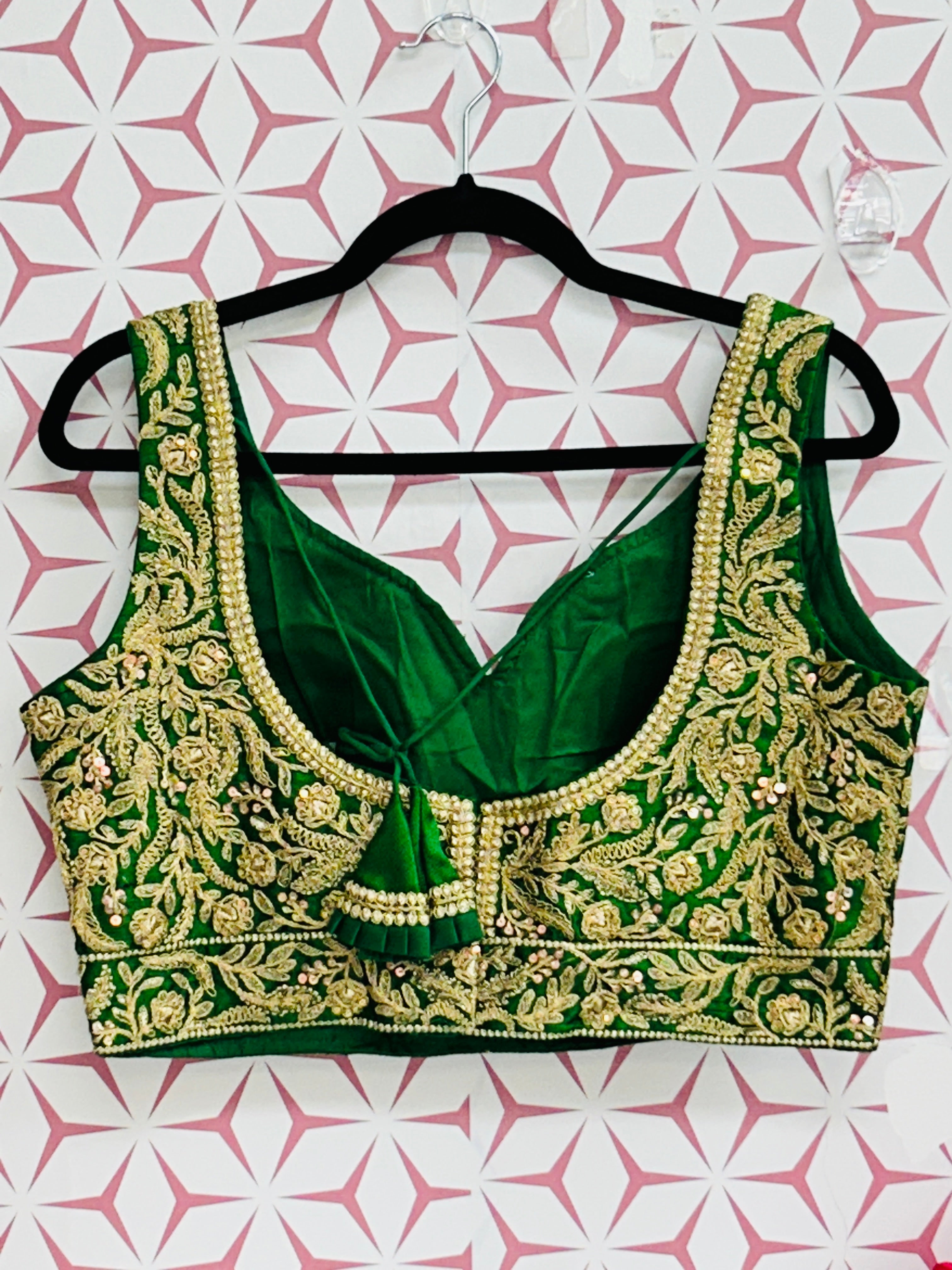 Green blouse with gold embroidery