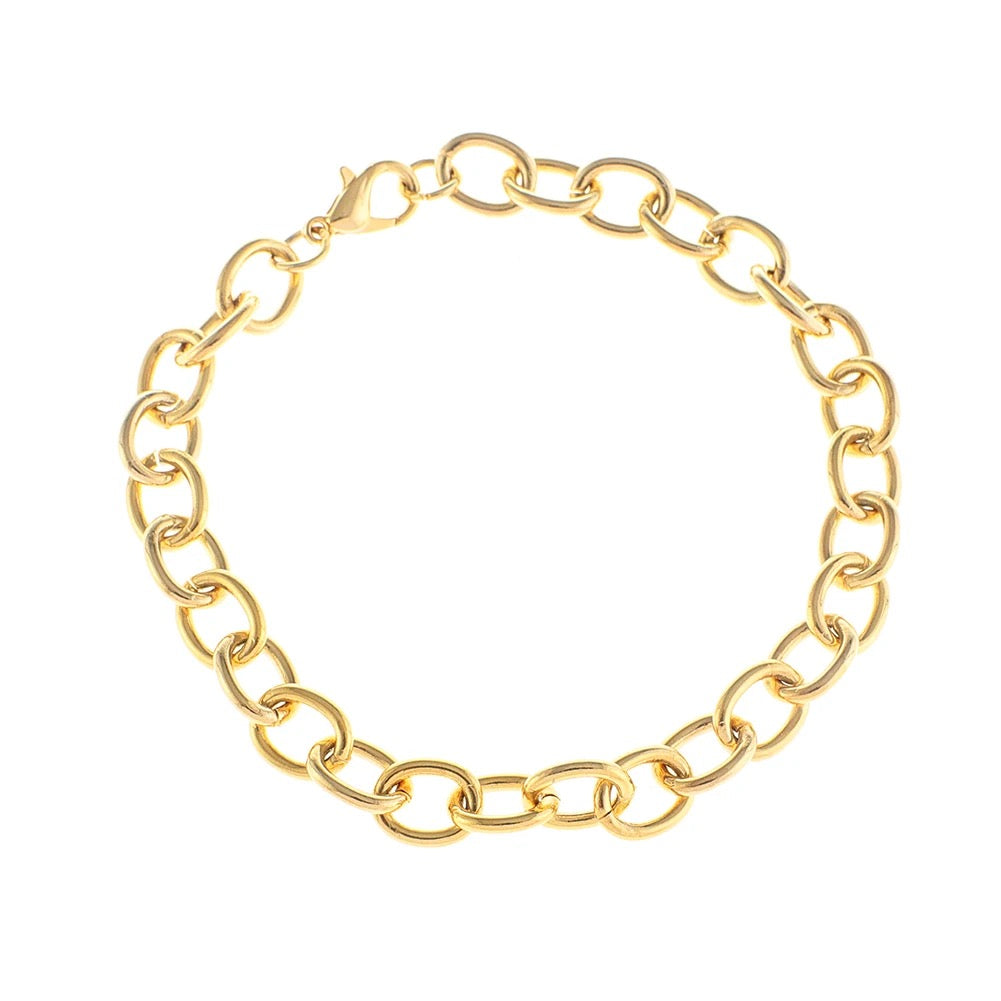 Charm Bar Bracelets - Cable Link 18k Gold Plated