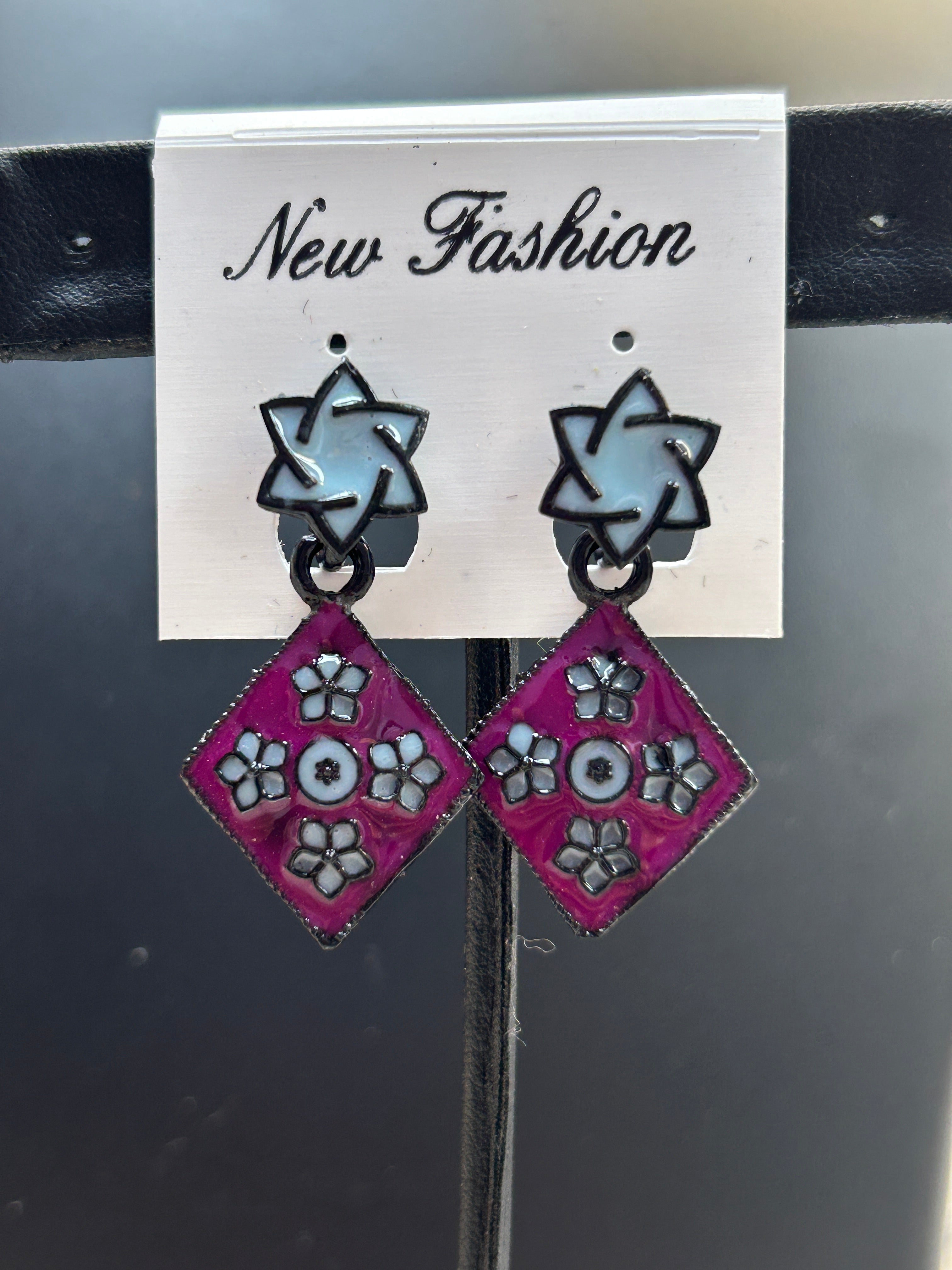 Grey purple earrings