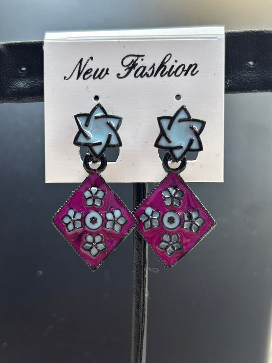 Grey purple earrings