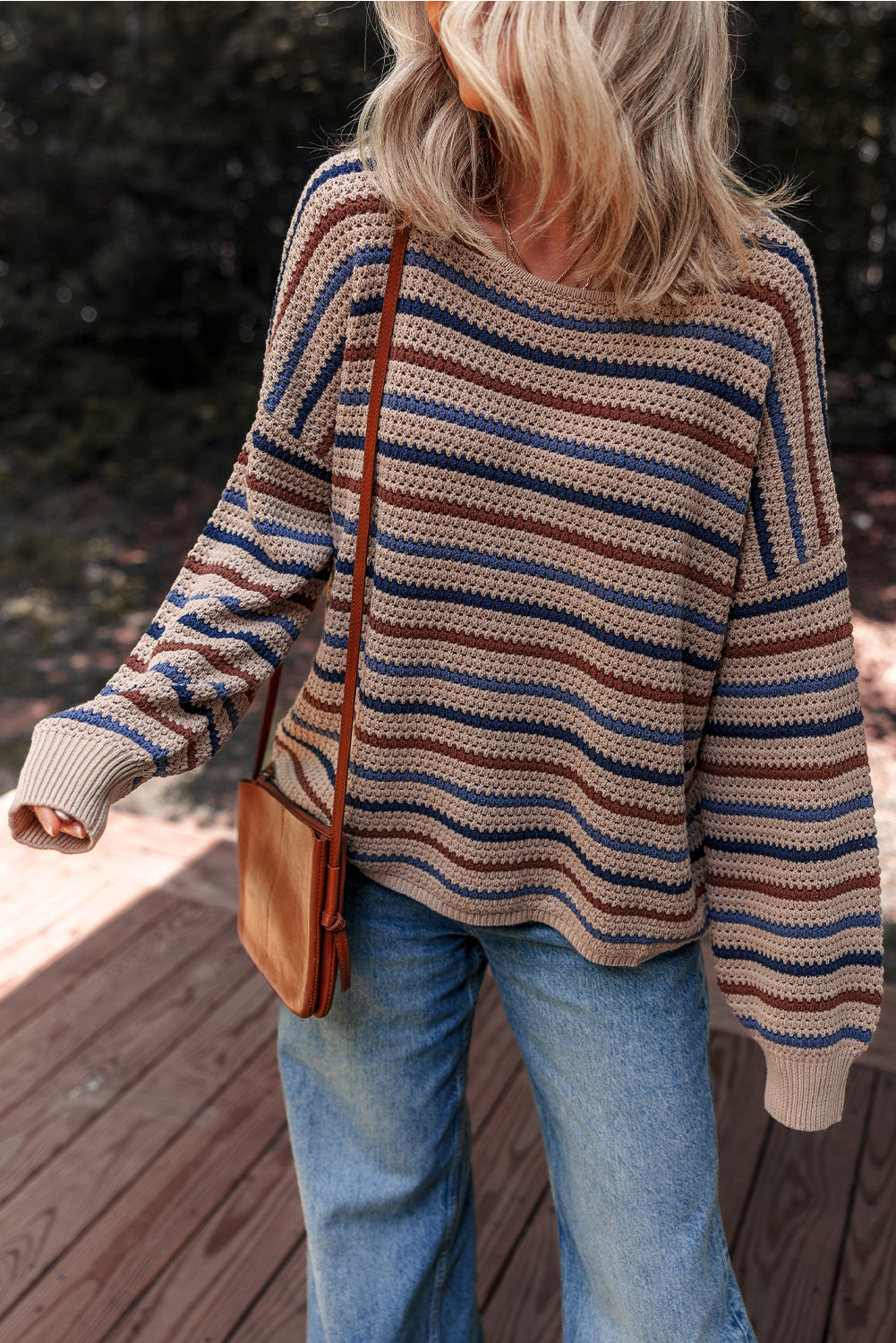 Emery Striped Knitted Drop Shoulder Round Neck Sweater
