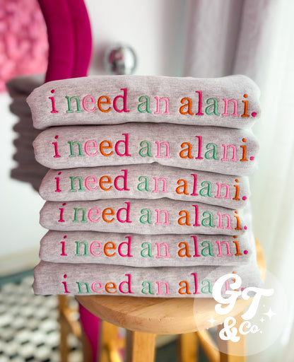 i need an alani Crewneck *MADE TO ORDER 10-15 BIZ DAYS*