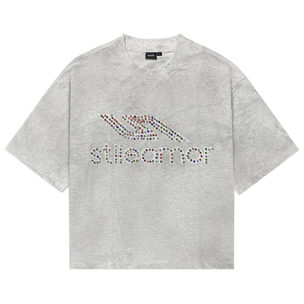 GREY COLORÃTO RHINESTONE TEE