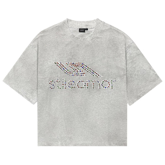 GREY COLORÃTO RHINESTONE TEE