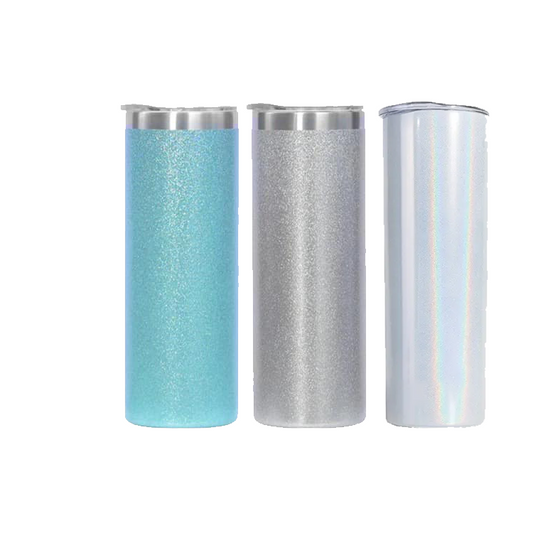 Glitter Tumblers 20oz in White, Silver, Blue
