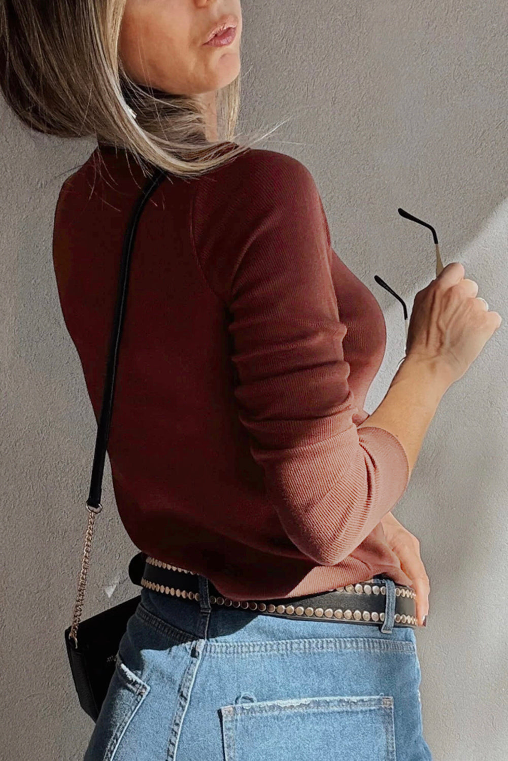 Cora Square Neck Ribbed Fit Long Sleeve Top