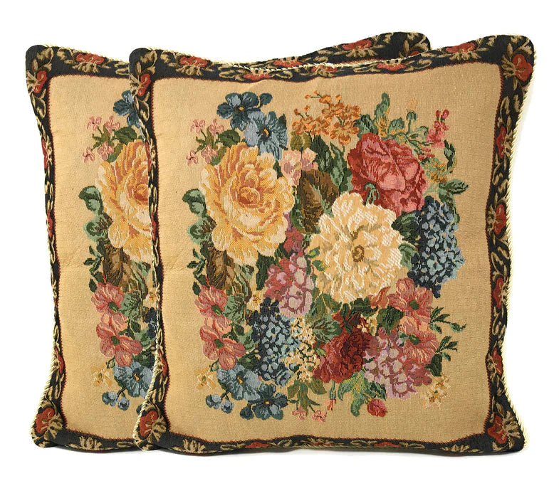 DaDa Bedding Breath of Spring Dark Border Floral Elegant Throw Pillow Cushion Cover 18" x 18"