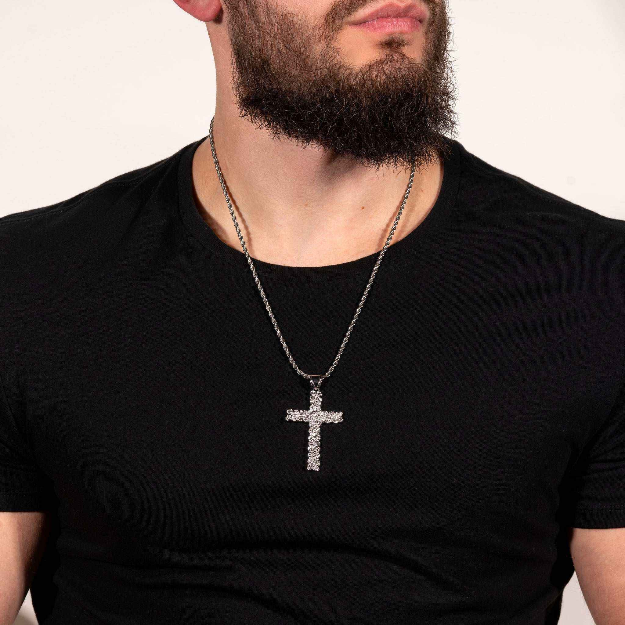Nugget Cross Pendant Religious 925 Sterling Silver